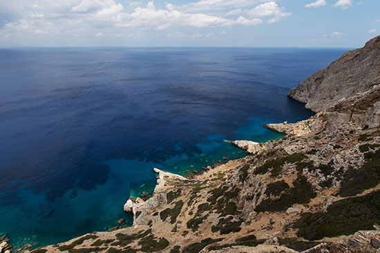 View to the sea in the alosanthos house in Kastro, Folegandros
